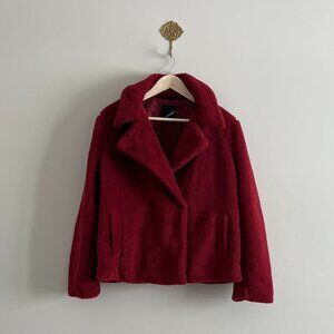 Collection B New York Burgundy Teddy Coat Faux Fur Jacket Women’s Large